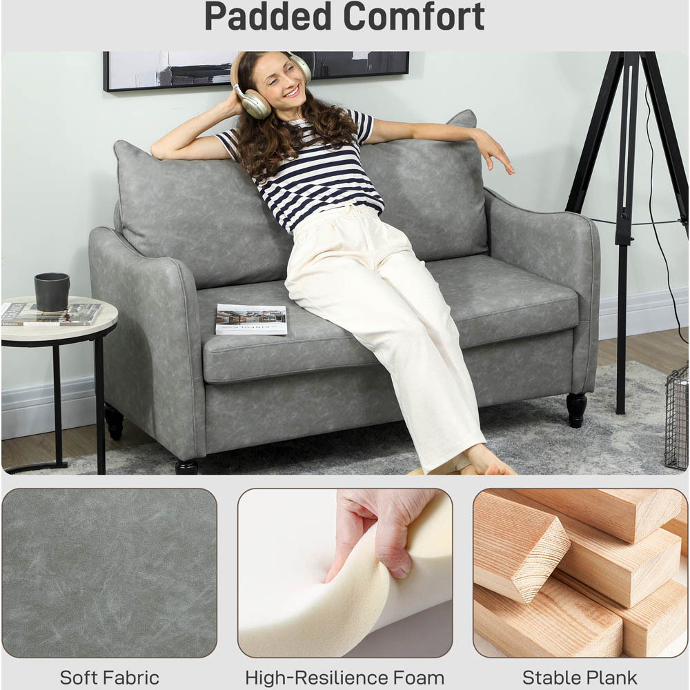Portland 2 Seater Grey Modern Sofa Image 8