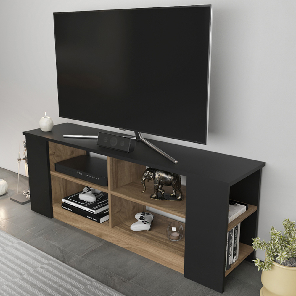 Decorotika Space 8 Shelf Black and Walnut TV Unit Image 1