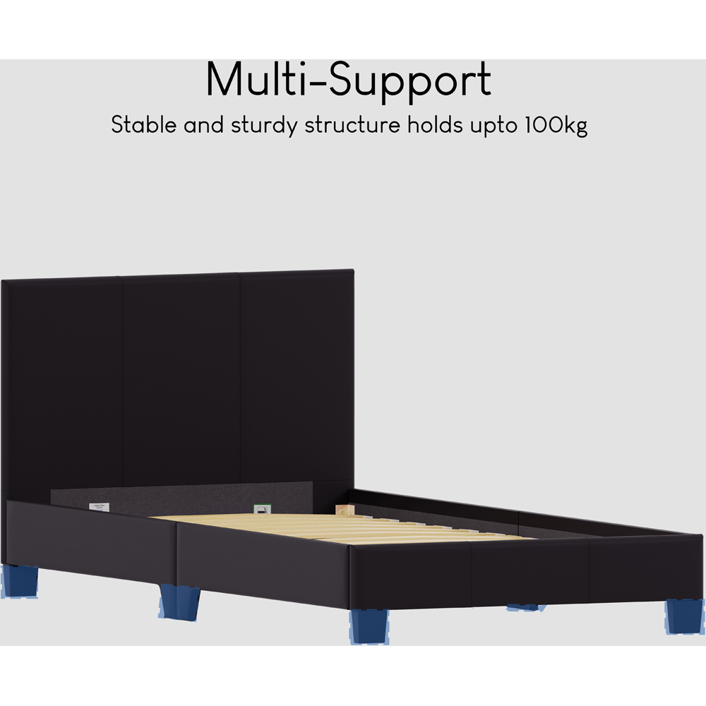 VIDA DESIGNS Lisbon Single Black Faux Leather Bed with Gel Memory Foam Mattress Image 4