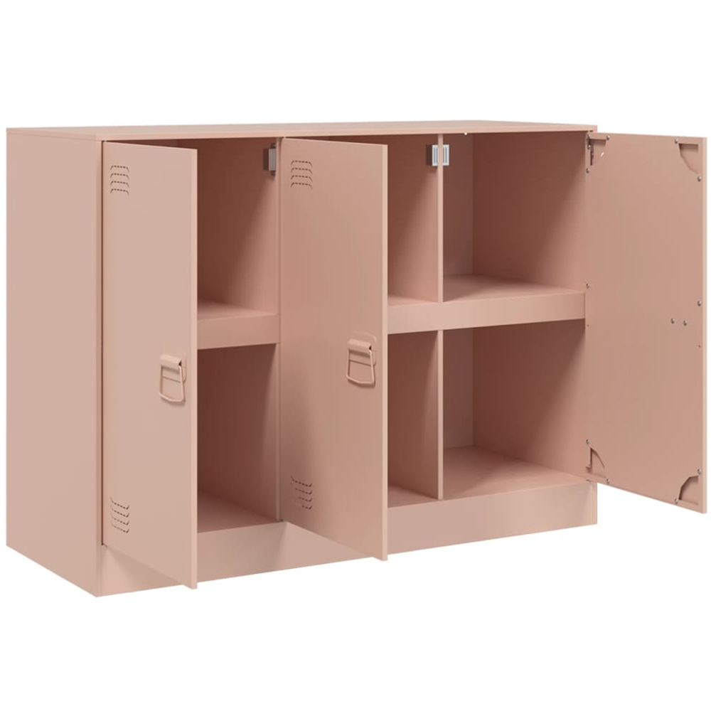 vidaXL 3 Door Pink Metal Sideboard Image 6