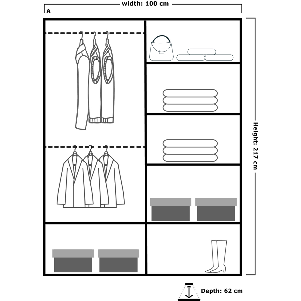 M N Furniture Modern Gala 2 Door White Mirrored Sliding Wardrobe 100cm Image 5