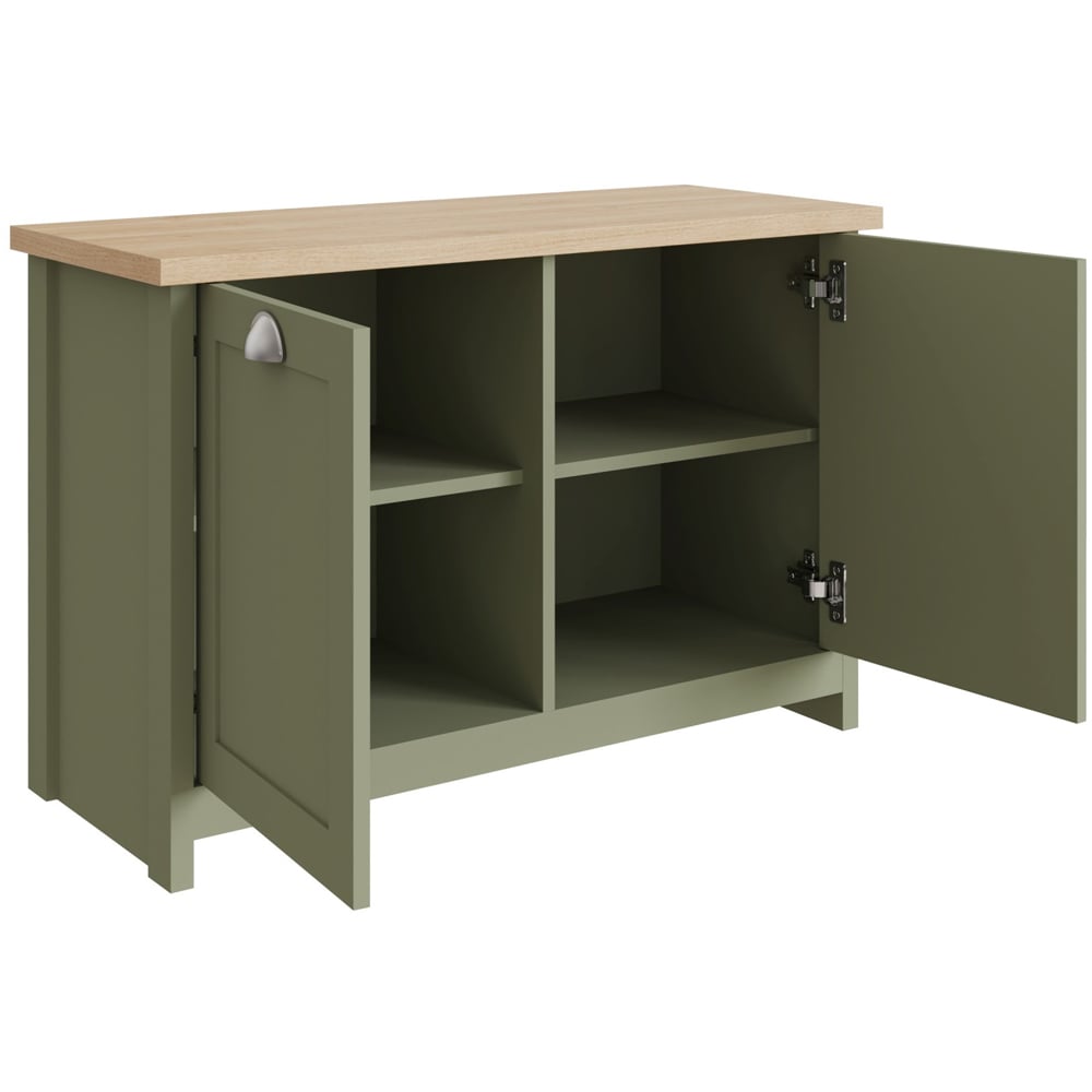 GFW Lancaster 2 Door Sage Green Shoe Cabinet Image 5
