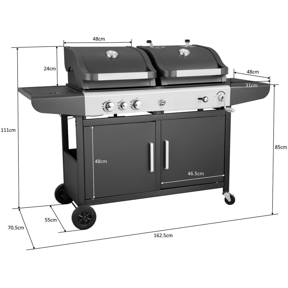 Callow Dual Fuel Gas and Charcoal BBQ with Premium Cover and Rotisserie Image 8