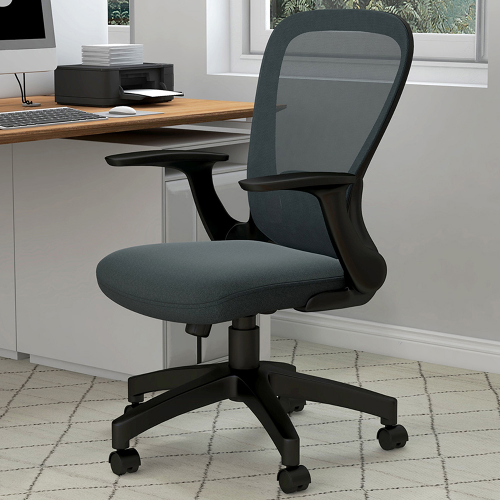 Portland Grey Mesh Office Chair with Flip Up Armrest Image 1