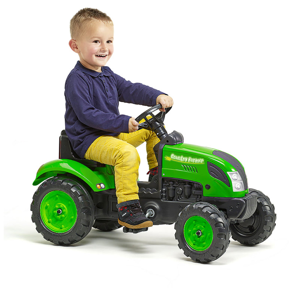 Falk Country Farmer Pedal Tractor with Trailer Green Image 4
