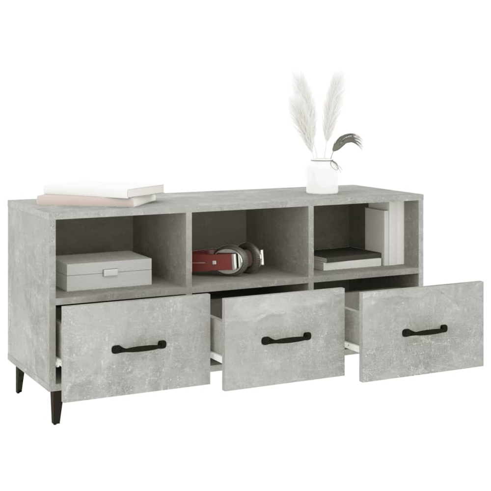 vidaXL 3 Drawer 3 Shelf Concrete Grey TV Cabinet Image 5