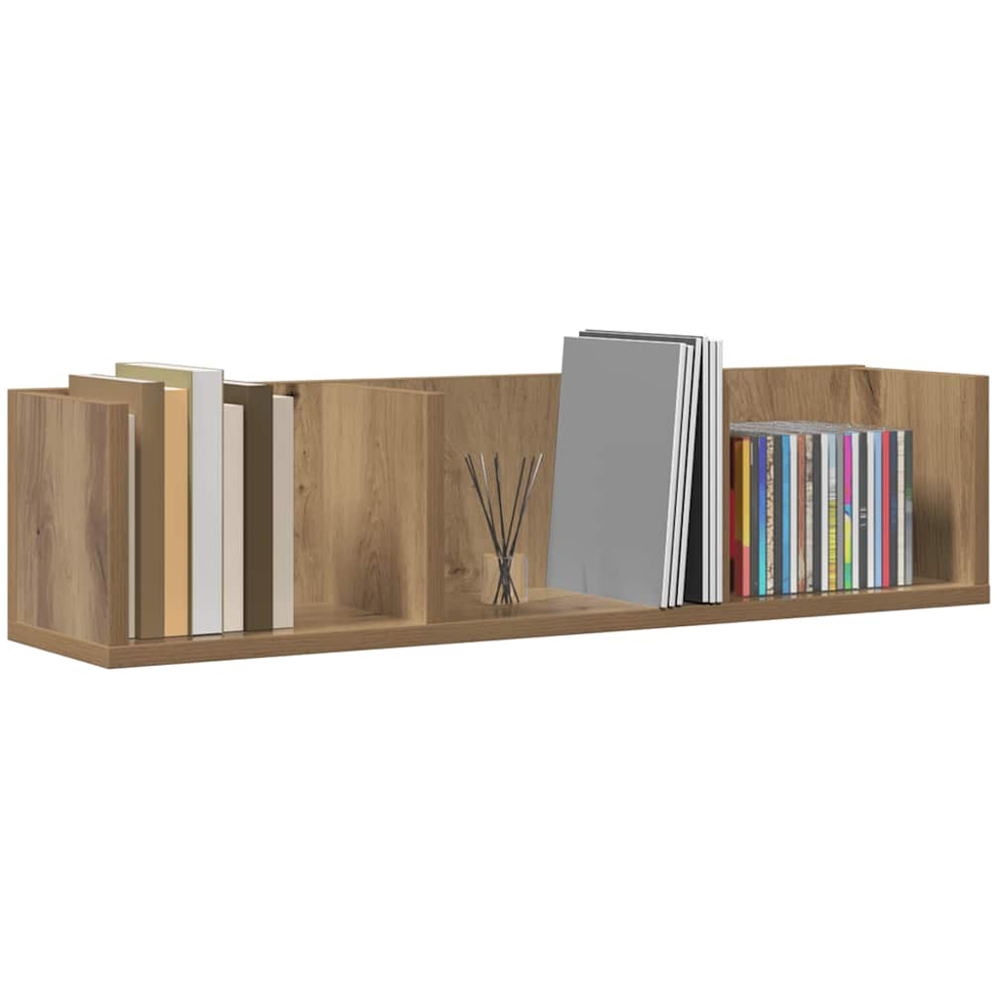 vidaXL 3 Shelf Artisan Oak Floating Wall Shelf Image 2