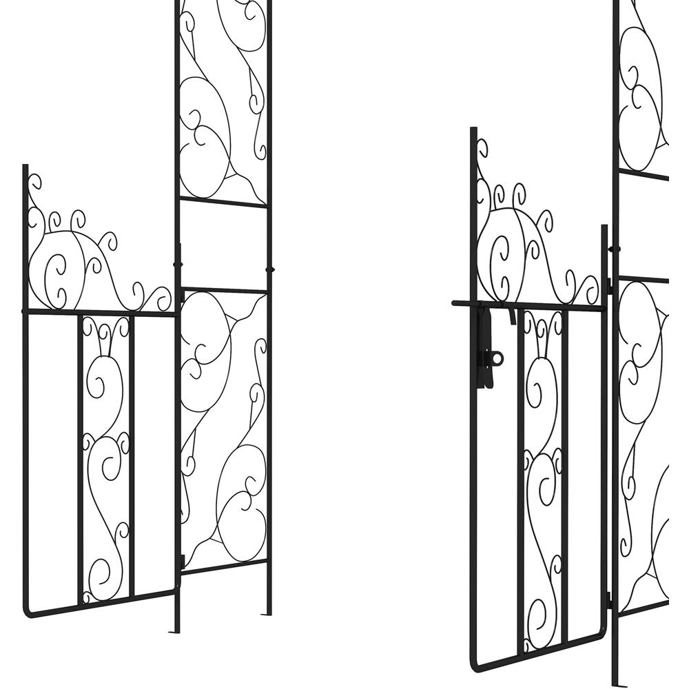 Outsunny 7.4 x 4.1 x 1.2ft Black Metal Garden Arch Arbor with Double Gate Image 3