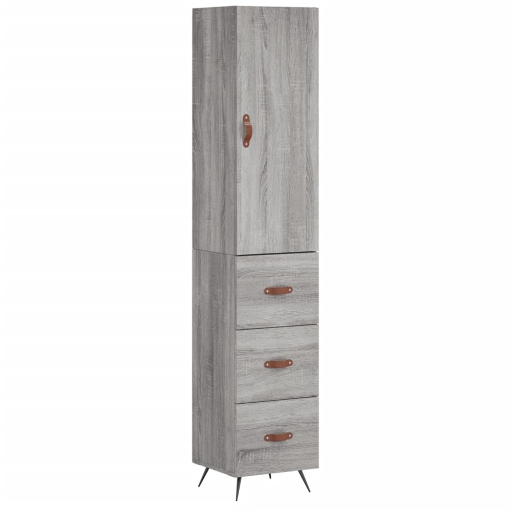 vidaXL Single Door 3 Drawer Grey Sonoma Highboard Image 2