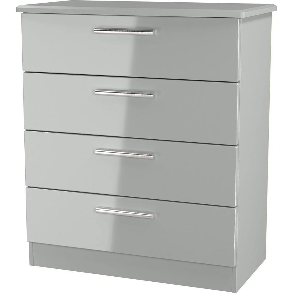 Crowndale Knightsbridge 4 Drawer Grey Gloss and Dusk Grey Chest of Drawers Ready Assembled Image 3