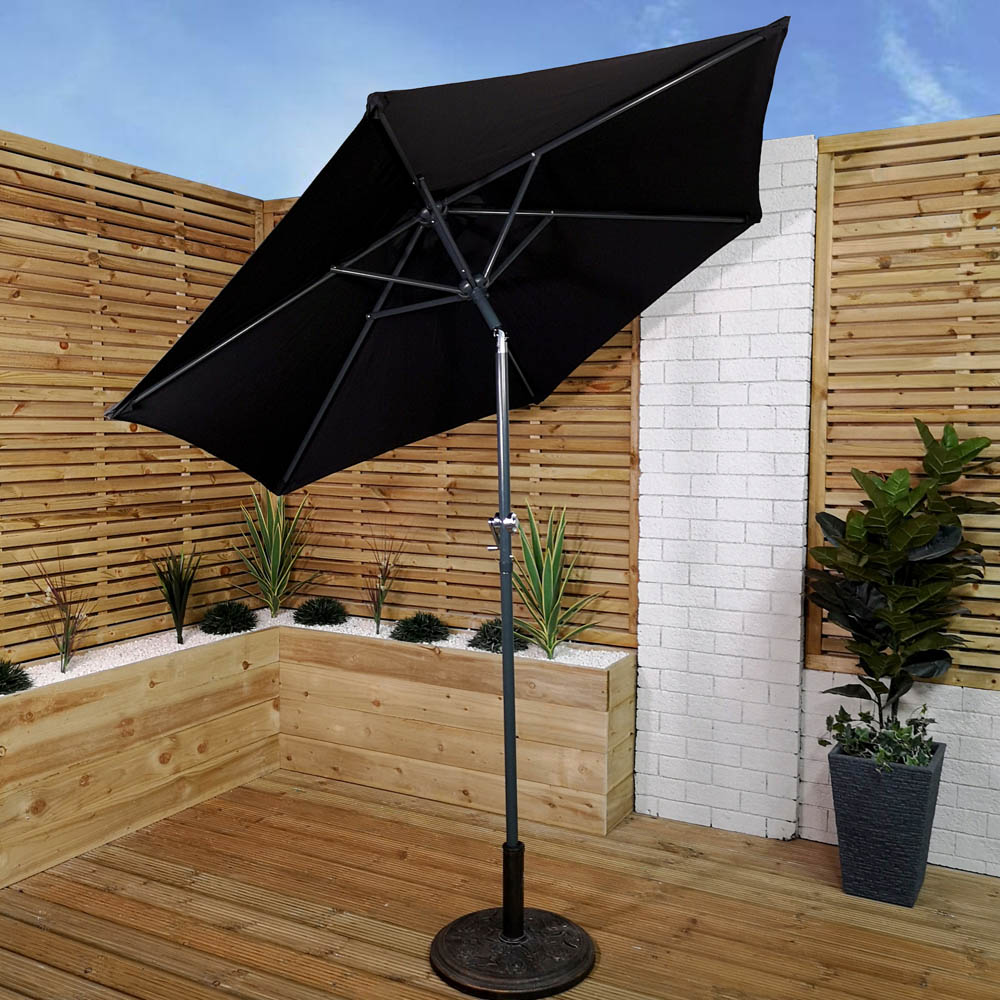 Samuel Alexander Black Aluminium Garden Patio Sun Shade Parasol 2m Image 2