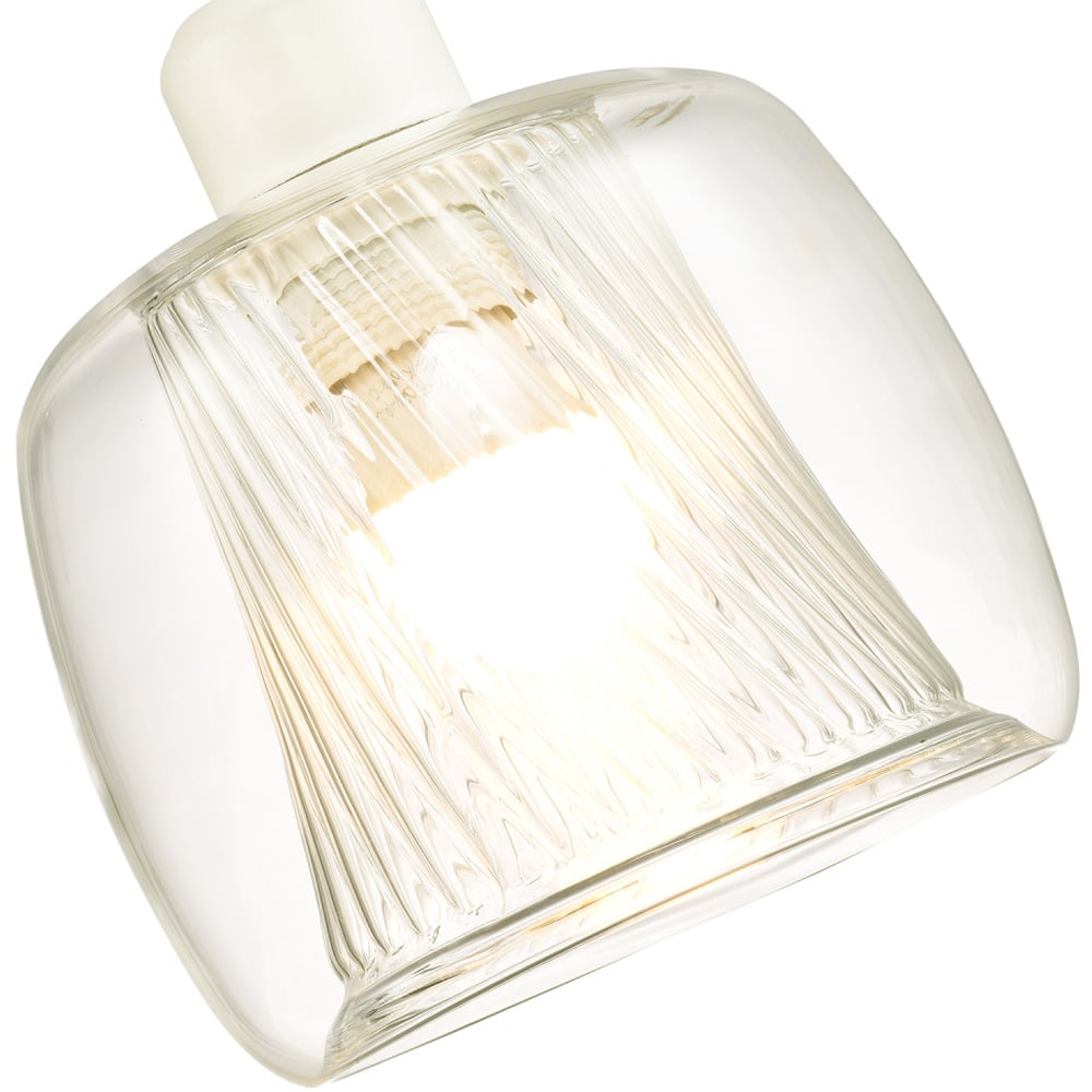 Happy Homewares Double Clear Glass Rounded Inner Ribbed Detail Pendant Shade Image 3