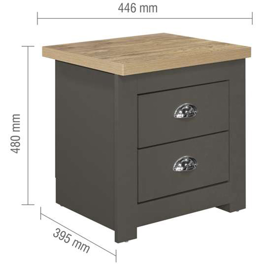 Birlea Highgate 2 Drawer Dark Grey and Oak Bedside Table Image 9