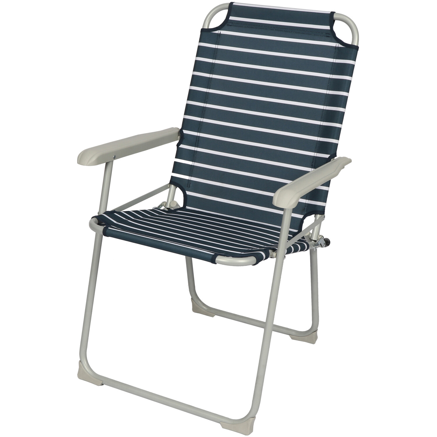 Folding Stripe Camping Chair Navy Image 3