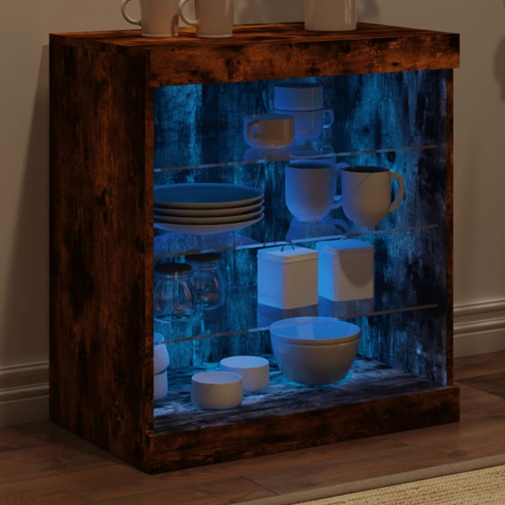 vidaXL 4 Shelf Smoked Oak Sideboard with RGB LED Lights Image 1