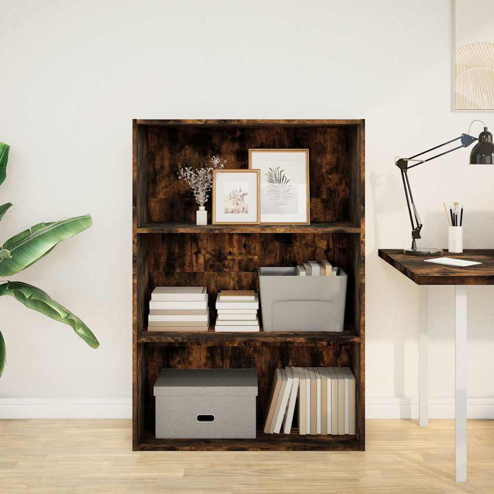 vidaXL 3 Shelf Smoked Oak Bookcase Image 7