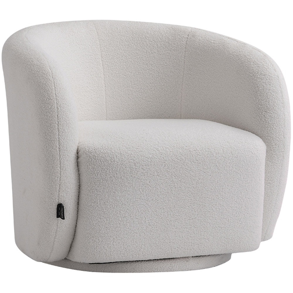 Living and Home White Teddy Fleece Swivel Upholstered Tub Chair Image 2