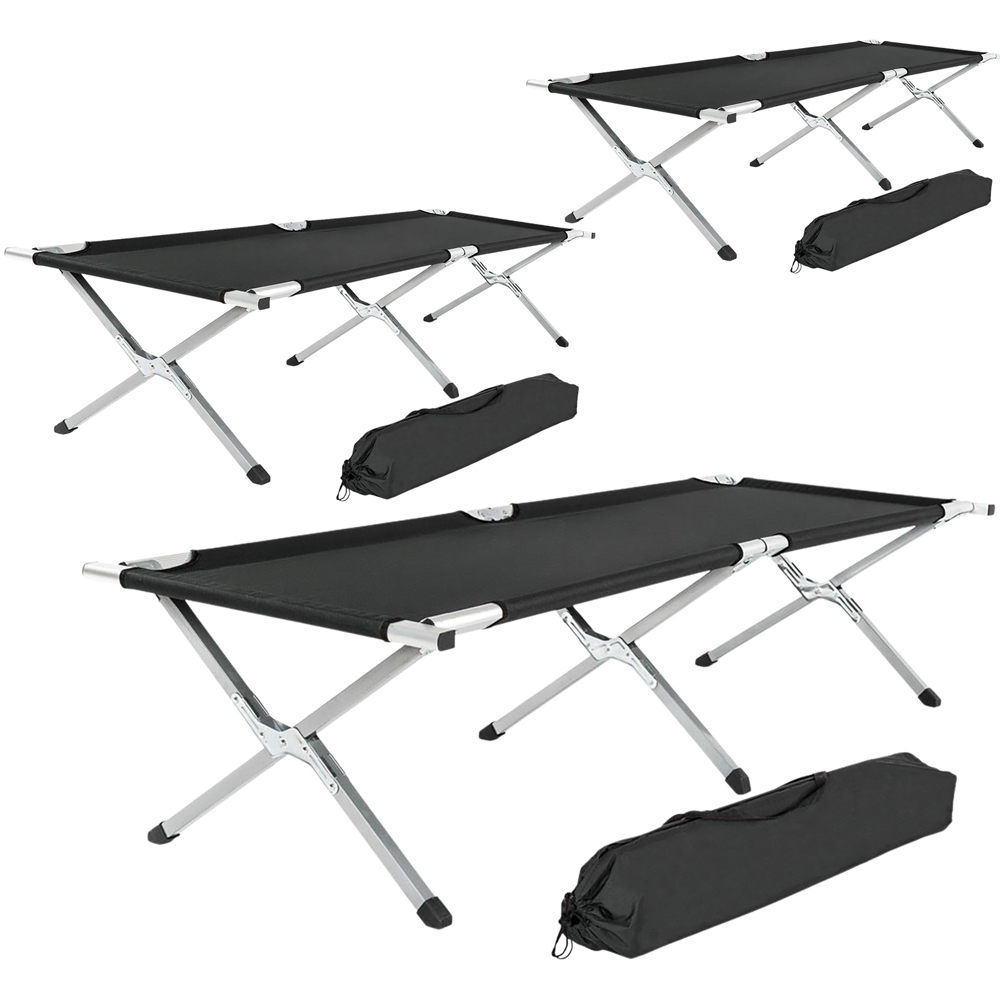 tectake Black Aluminium Camping Beds 3 Pack Image 3
