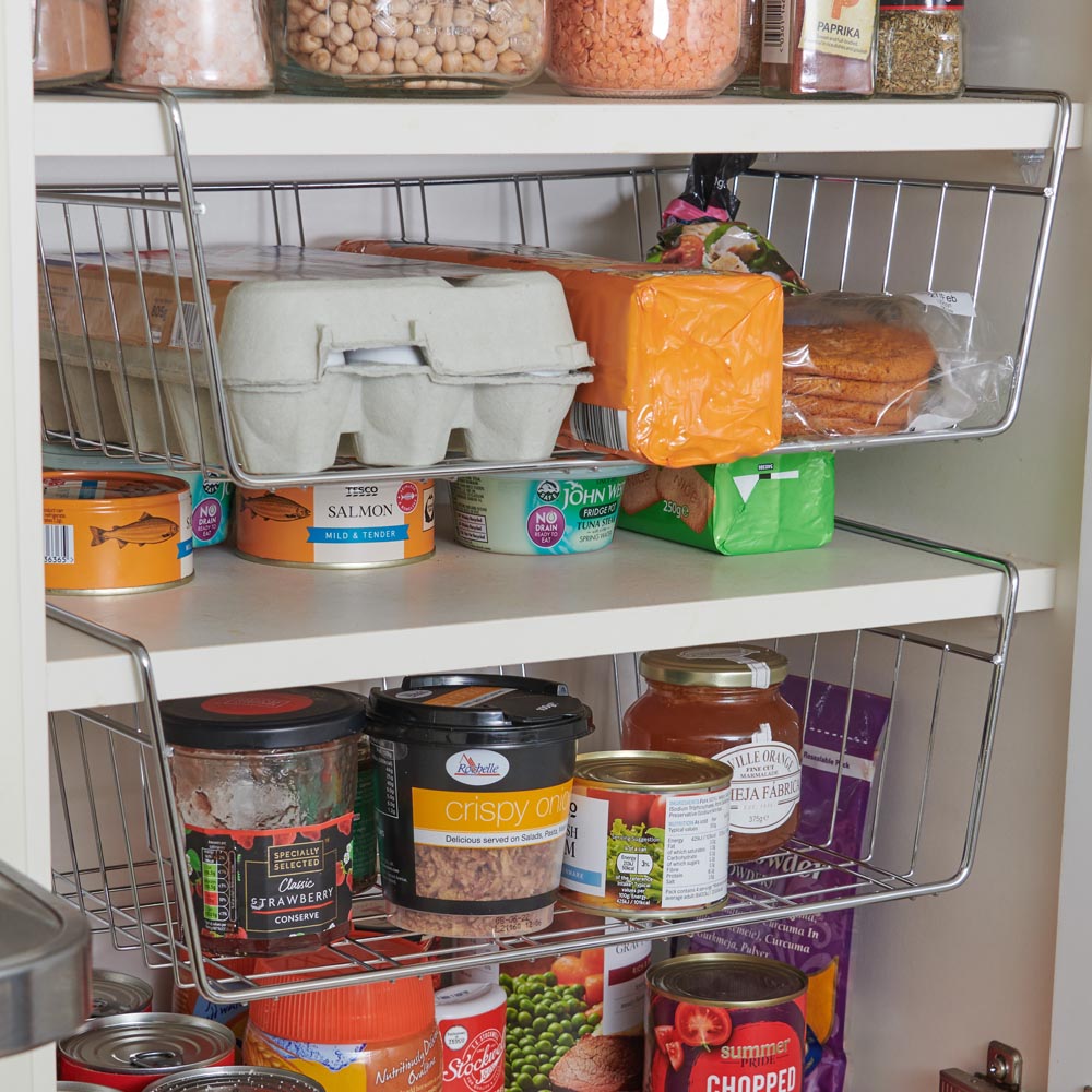 Wilko Chrome Shelf Storage Basket 2 Pk Wilko