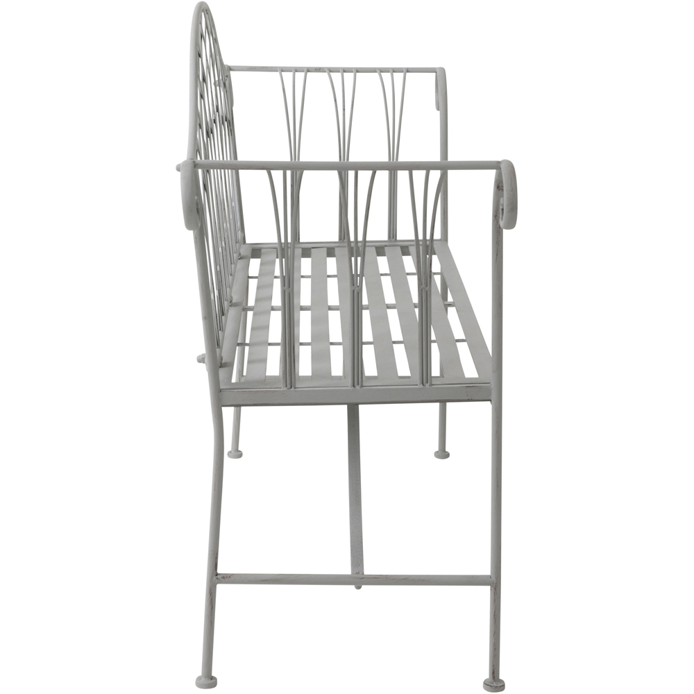 Charles Bentley 2 Seater Grey Decorative Rustic Metal Garden Bench Image 3