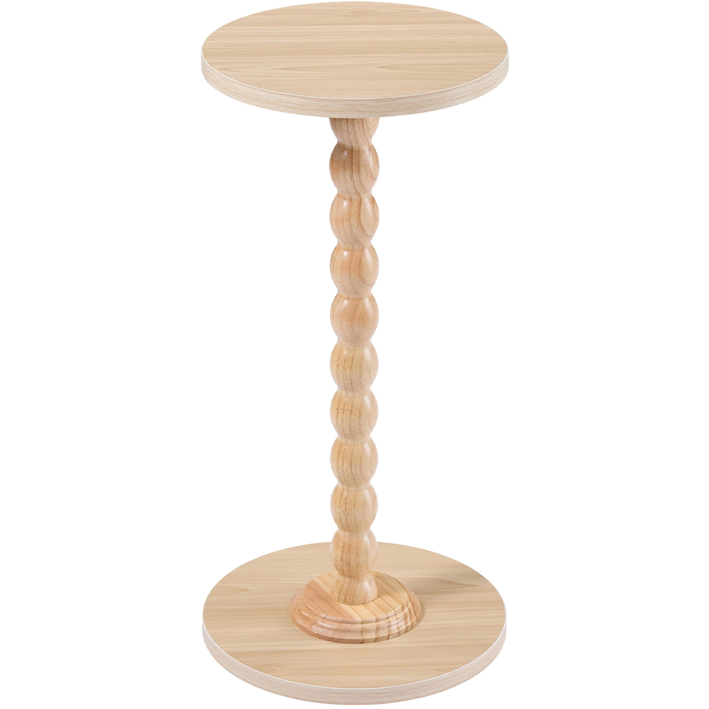 Living and Home Natural Round Spindle Pedestal Side Table Image 2