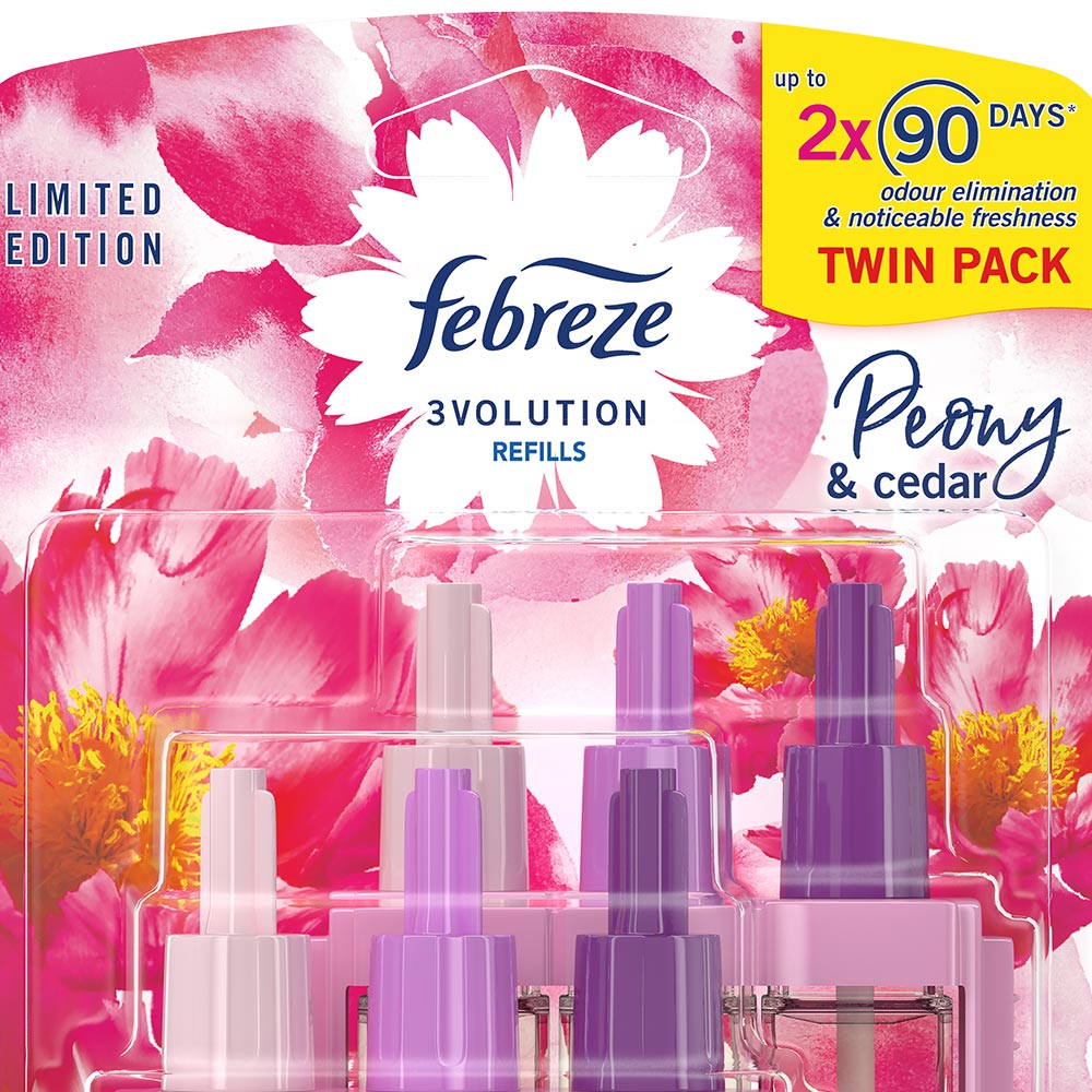 Febreze 3Volution Peony and Cedar Electrical Plug-In Air Freshener Refill Twin Pack 40ml Image 2