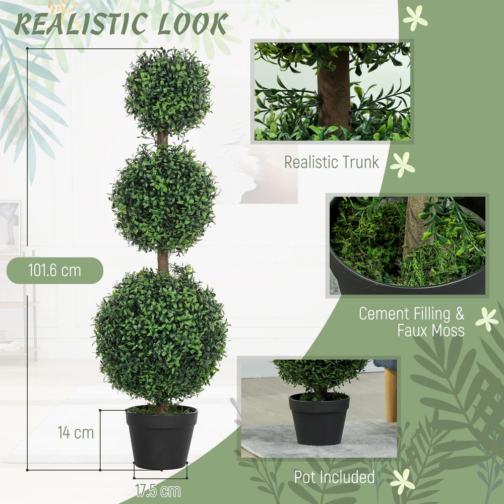 Portland Green Artificial Plants Boxwood Tree in Pot 2 Pack Image 8