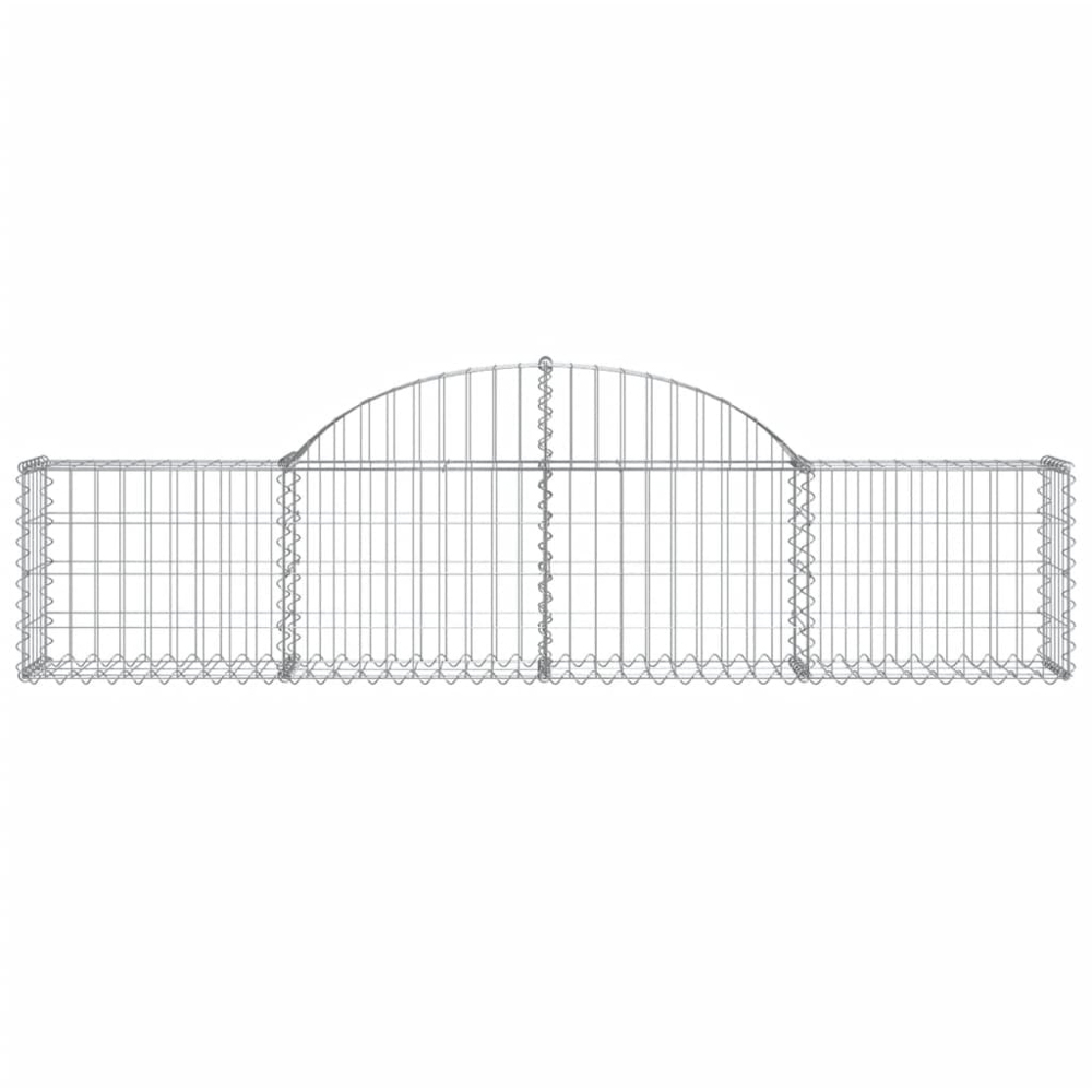 vidaXL Silver Galvanised Iron Arched Gabion Basket 200 x 30 x 40/60cm 15 Pack Image 3