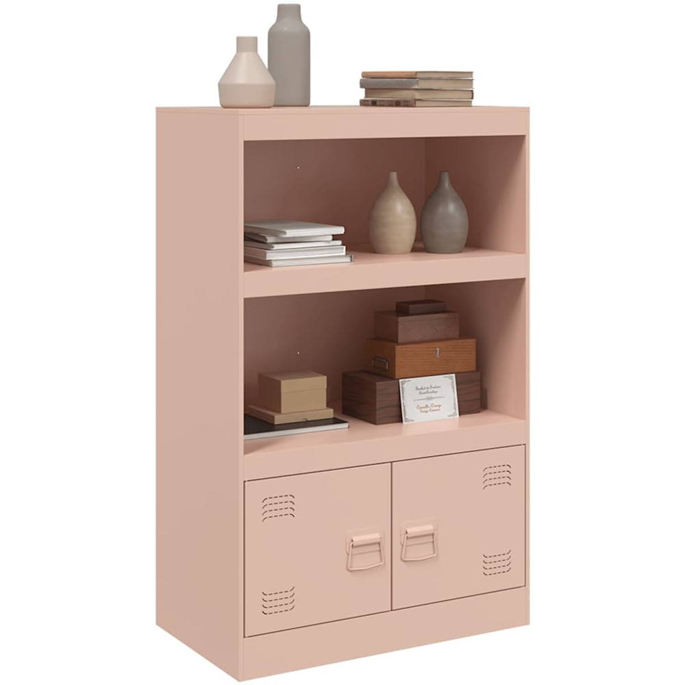 vidaXL 2 Door 2 Shelf Pink Metal Sideboard Image 5