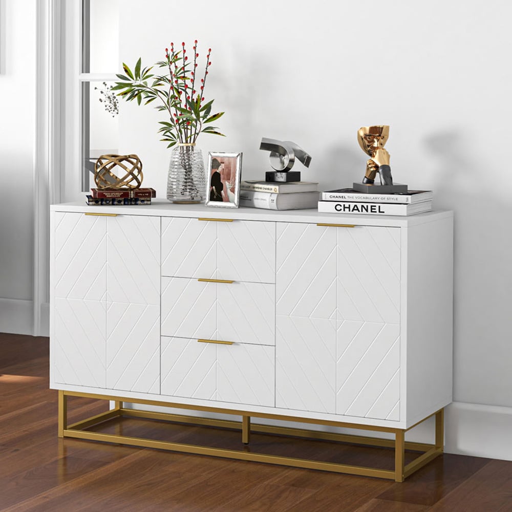 Portland 2 Door 3 Drawer White Modern Freestanding Storage Cabinet Image 1