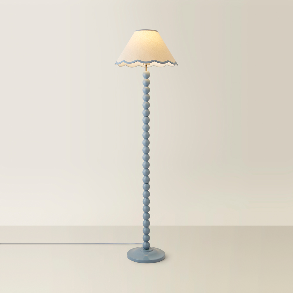 ValueLights Bobbins Blue Scallop Shade Powder Blue LED Floor Lamp Image 5
