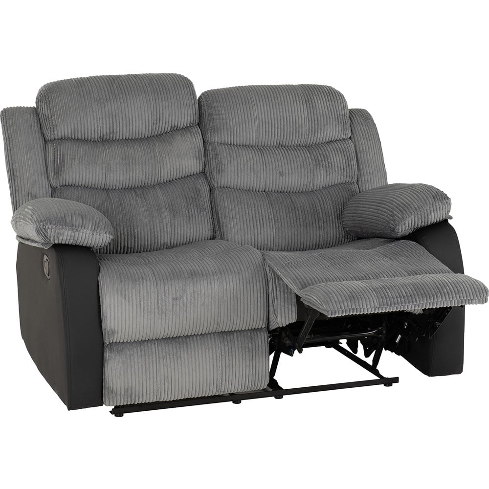 Seconique Roma 5 Seater Grey Cord Fabric and Black PU Sofa Set Image 7