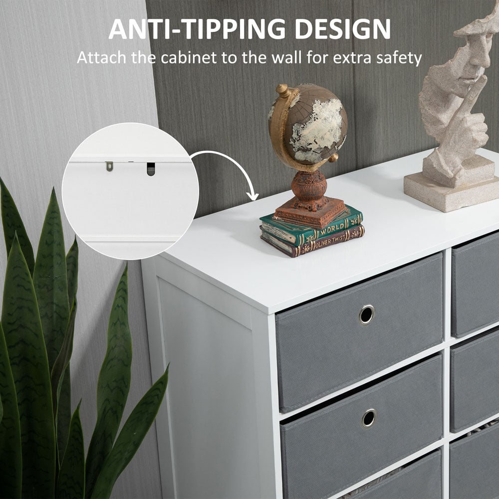 Portland 6 Drawer White and Grey Chest of Drawers Image 6