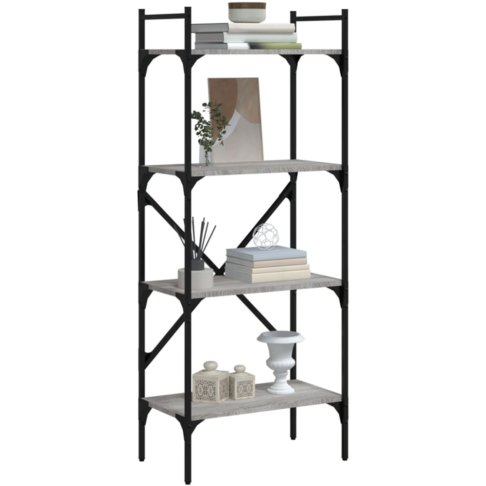 vidaXL 4 Shelf Grey Sonoma Industrial Style Bookcase Image 3