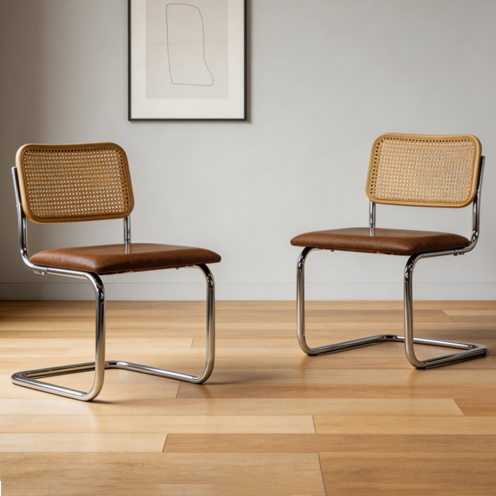 Furniture One Set of 2 PU Rattan Upholstered Dining Chair Image 1