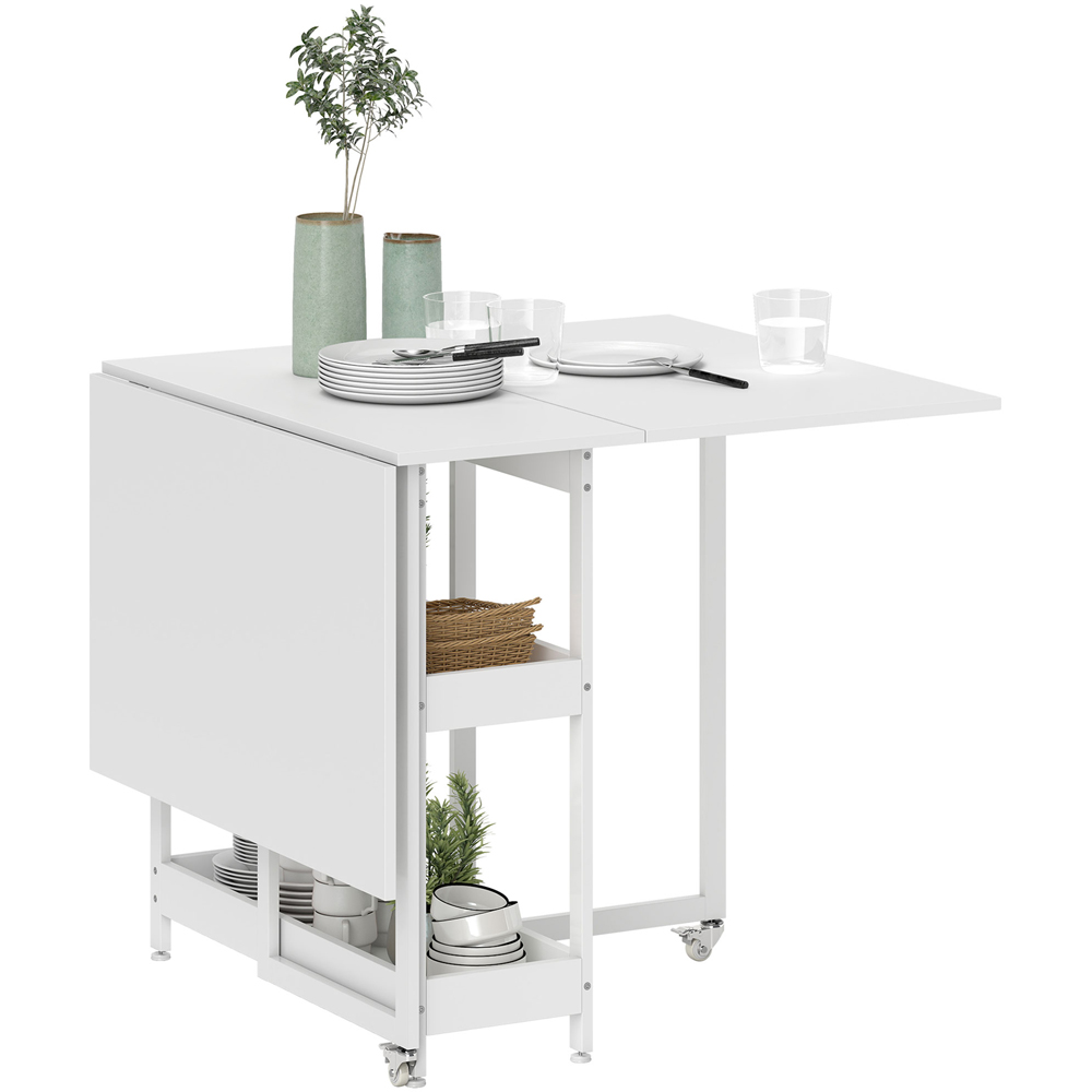 HOMCOM 4 Seater White Foldable Dining Table Image 2