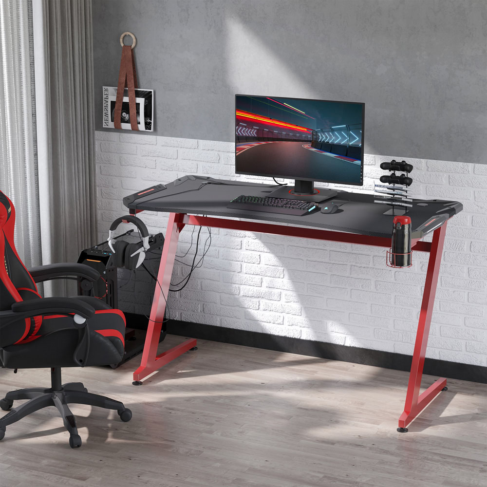 Portland Ergonomic Gaming Desk with Cup Holder Multicolour Image 3