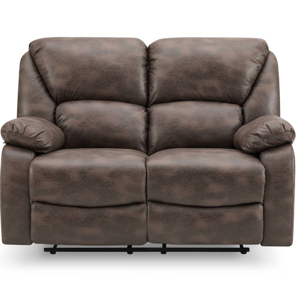 Home Detail Enoch 2 Seater Brown Faux Leather Manual Recliner Sofa Image 3
