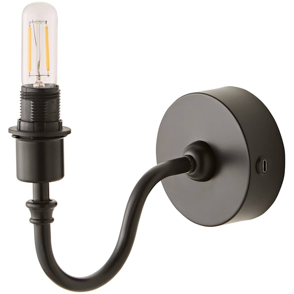 ValueLights Lowe Matte Black Metal Portable Rechargeable Wall Light Base with Bulb Image 1