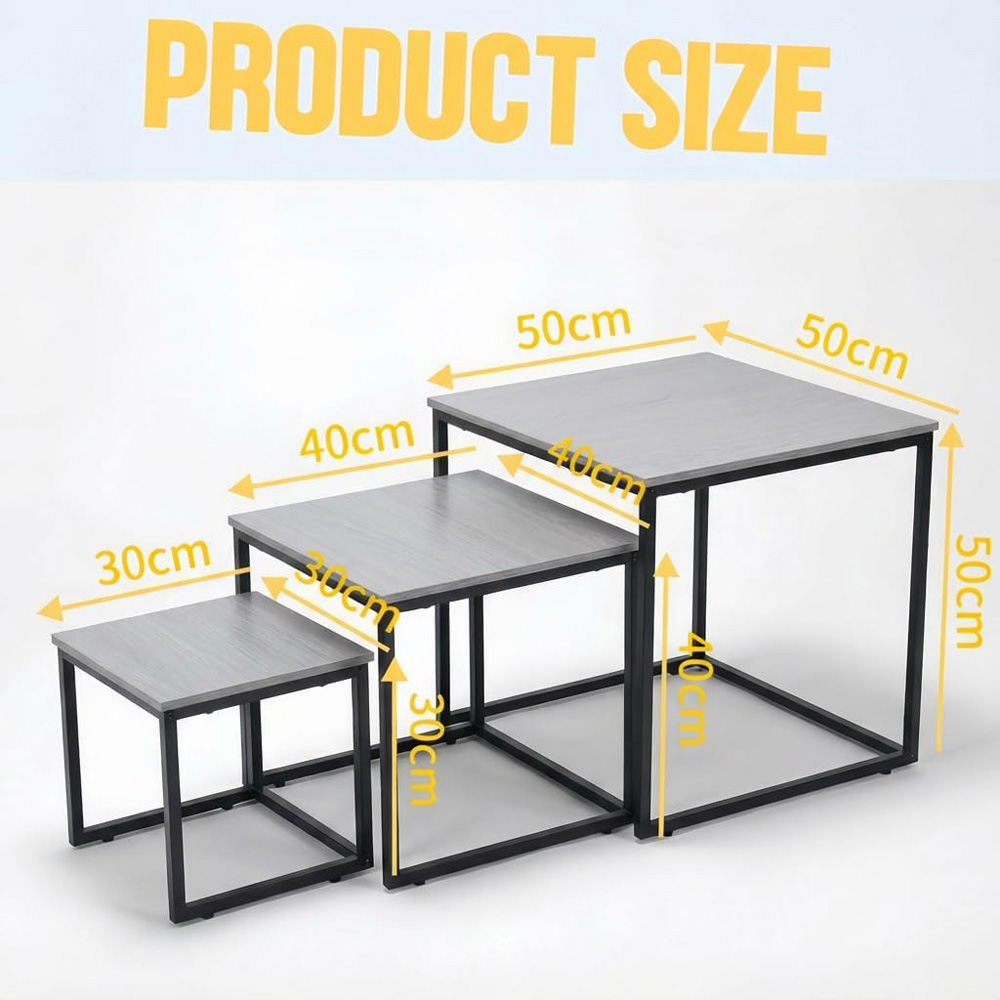 Alivio Grey Industrial Nest of Tables Set of 3 Image 7