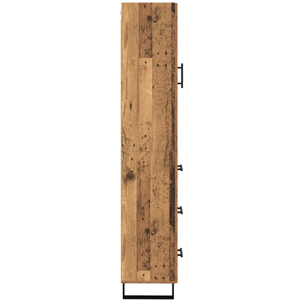 vidaXL Single Door 3 Drawer Old Wood Tall Sideboard with Metal Legs Image 9