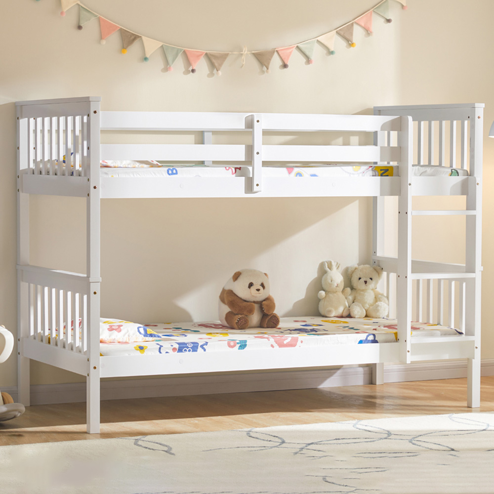 VIDA DESIGNS Milan Single White Bunk Bed with Foam Mattress Image 1