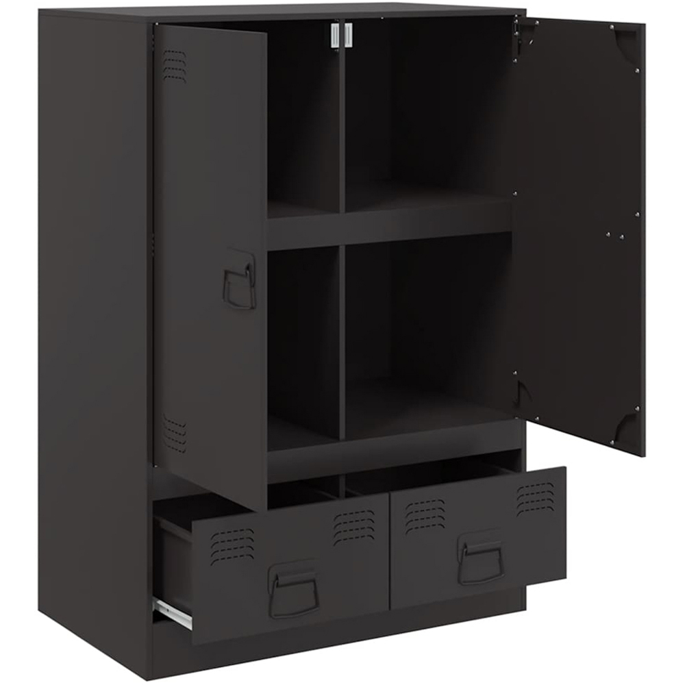 vidaXL 2 Door 2 Drawer Black Steel Highboard Image 7