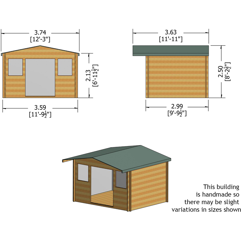 Shire Clipstone 12 x 10ft Double Door Pressure Treated Wooden Log Cabin Image 9