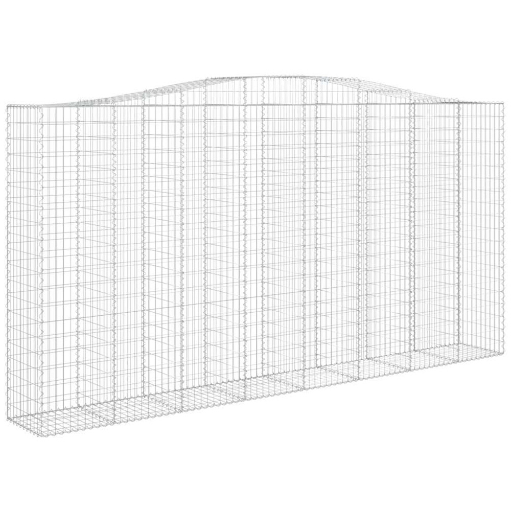 vidaXL Silver Galvanised Iron Arched Gabion Basket 400 x 50 x 200/220cm 3 Pack Image 1