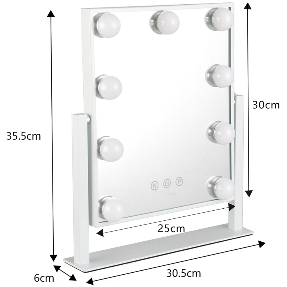Living and Home White Hollywood LED Vanity Mirror Image 9