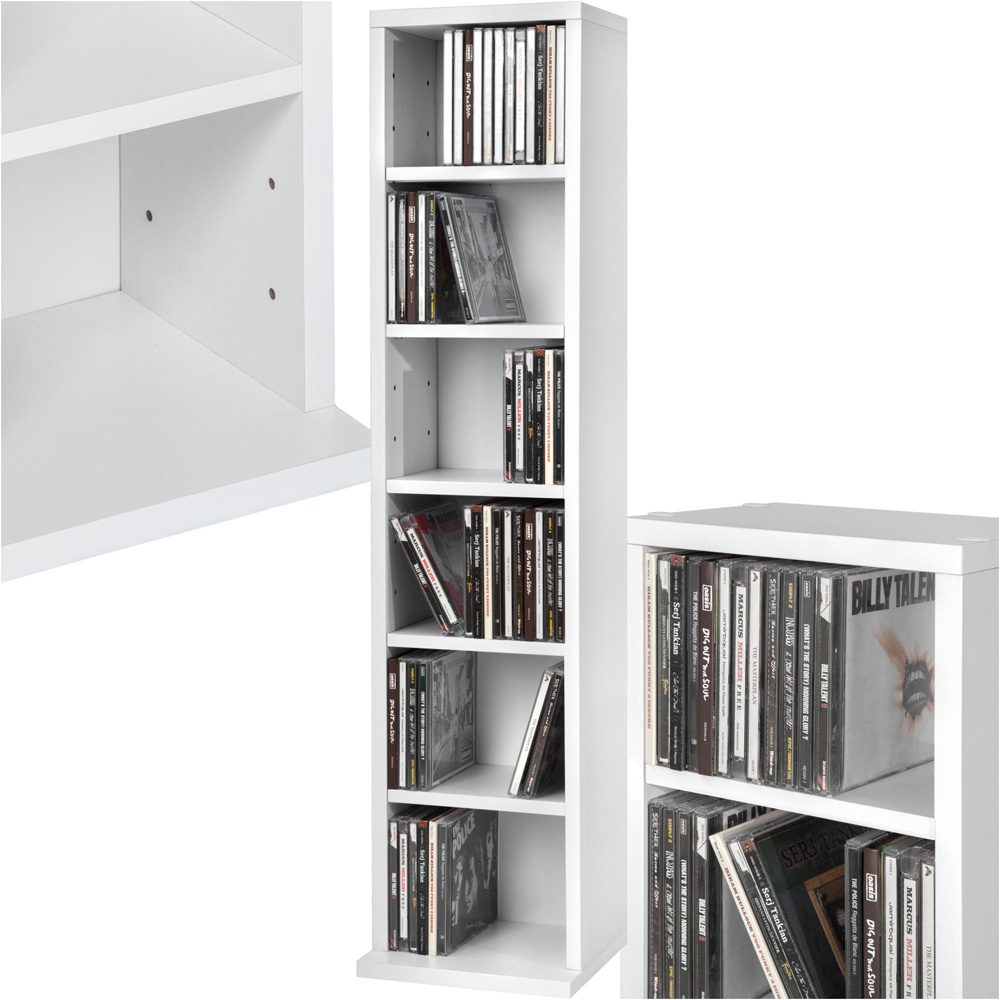 tectake Juliane 6 Shelf White CD Shelf Image 2