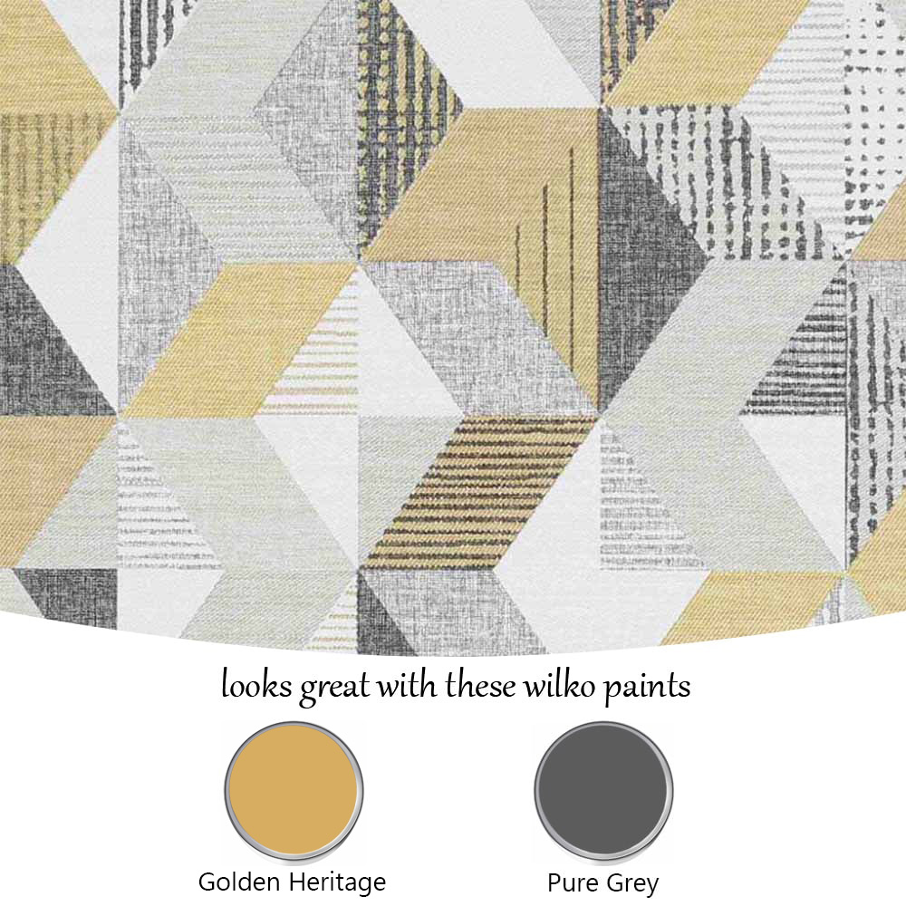 Fresco Tribal Geometric Ochre and Grey Wallpaper 111407 Wilko
