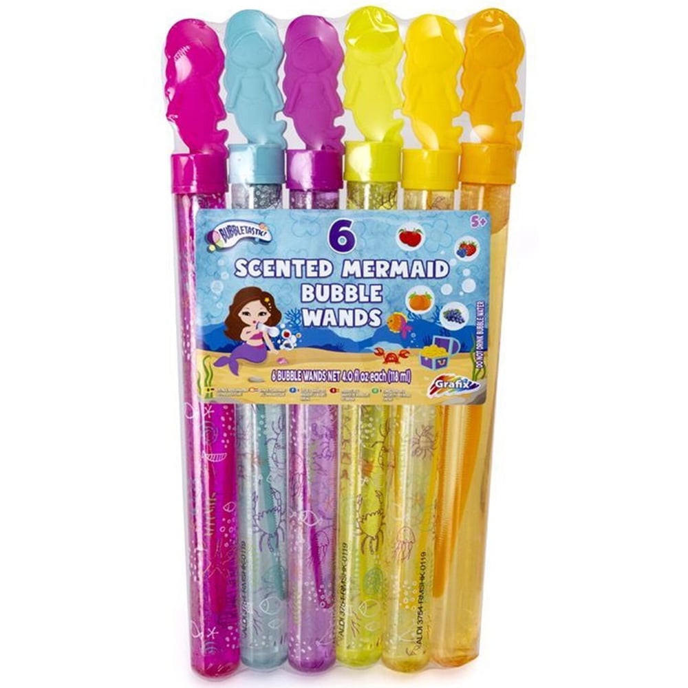 Single Mermaid Dinosaur Scented Bubble Wands 6 Pack in Assorted styles Image 2