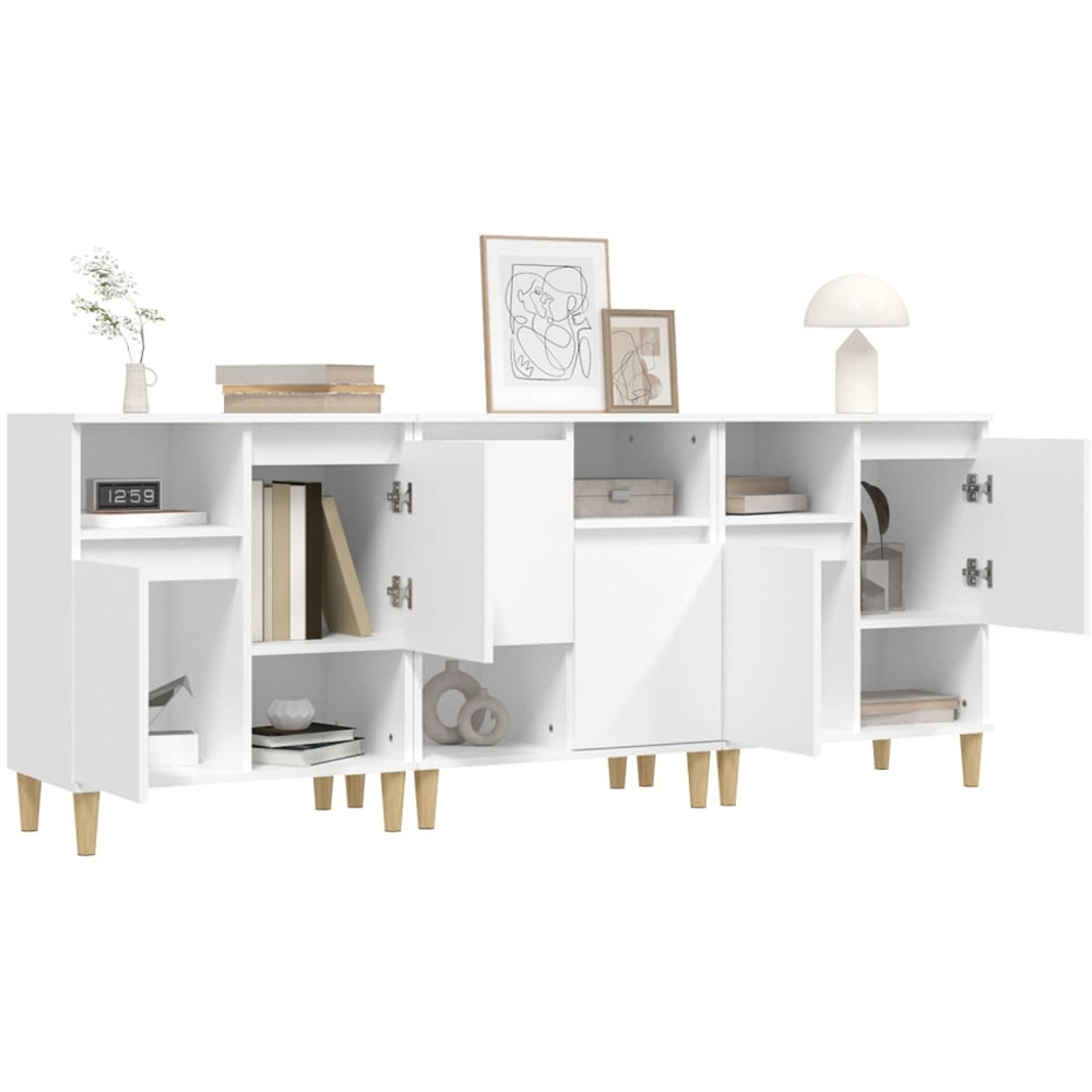 vidaXL 2 Door 2 Shelf White Sideboard Set of 3 Image 3
